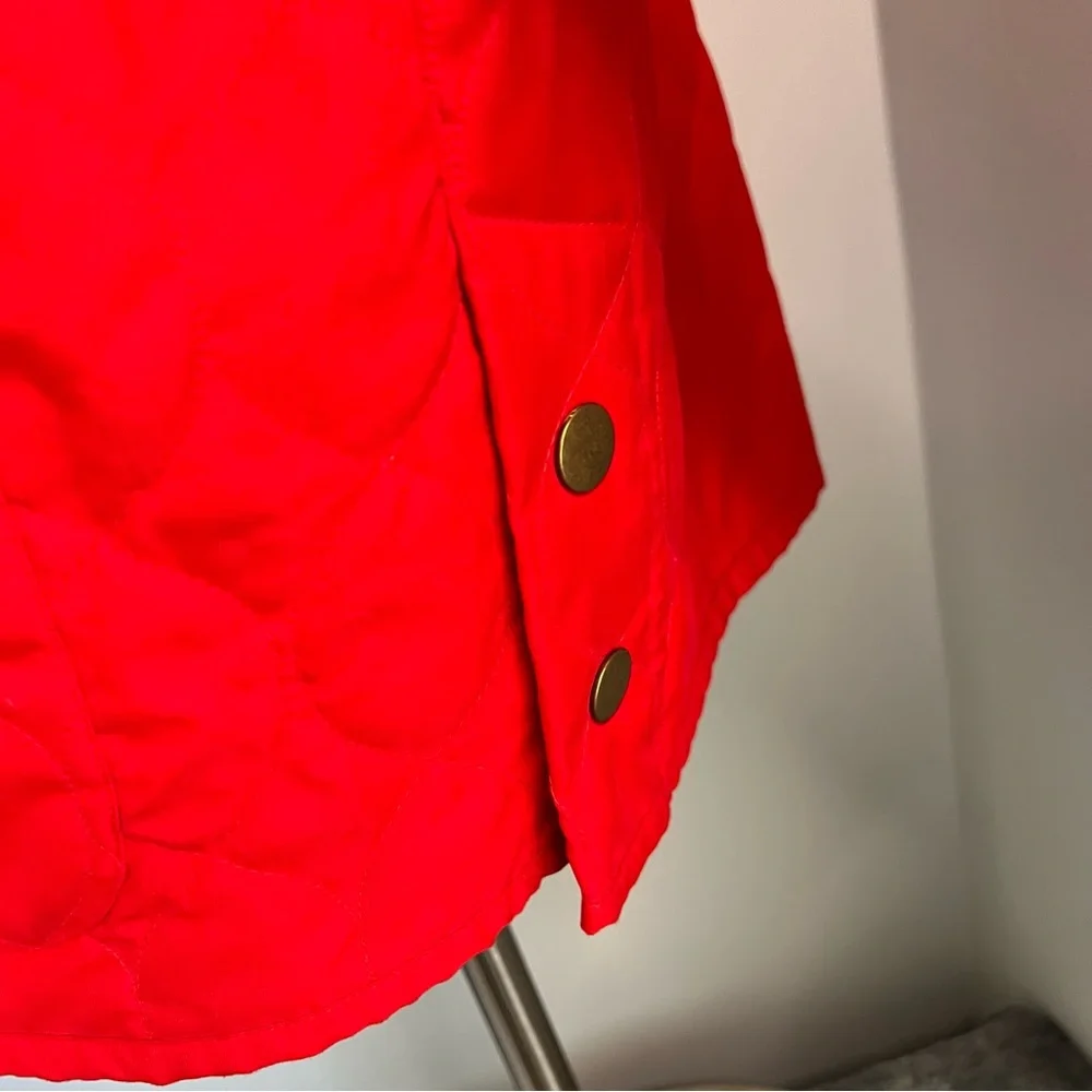 Gallery M Red Quilted Collared Full Zip Snaps Hip Jacket Coat